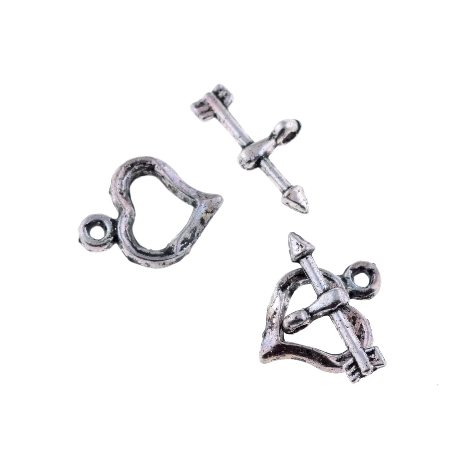 Knebelverschluss silberfarben ca.12 mm / 2 Sets