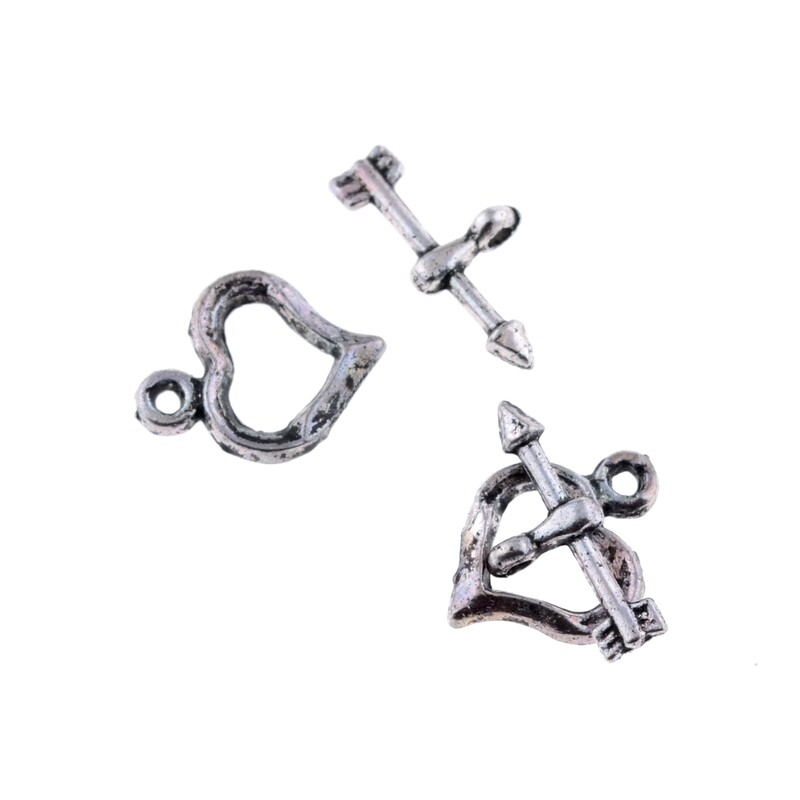 Knebelverschluss silberfarben ca.12 mm / 2 Sets