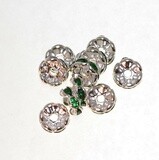 8mm Strassrondelle - silberfarbig / peridot  / 10 Stück