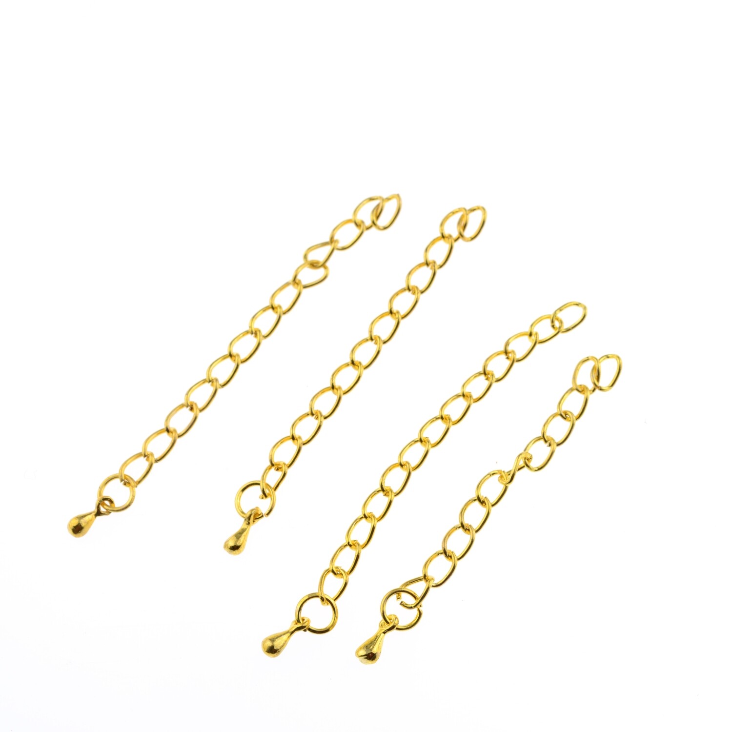 10x Verlängerungsketten goldfarben  mit Bommel ca. 50mm