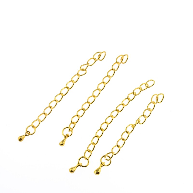 10x Verlängerungsketten goldfarben  mit Bommel ca. 50mm