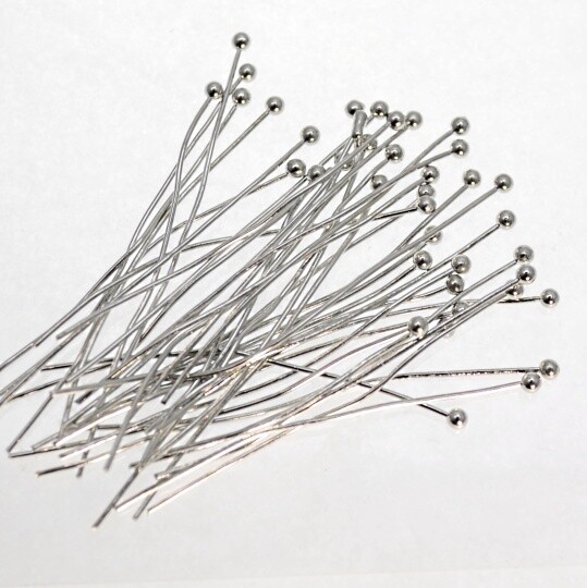 Kettelstifte mit Schmuckkopf 30mm / 50 Stück Silberne Kettelstifte mit Kugelkopf – 30 mm, 50 Stück für DIY-Schmuck und Perlenverbindungen