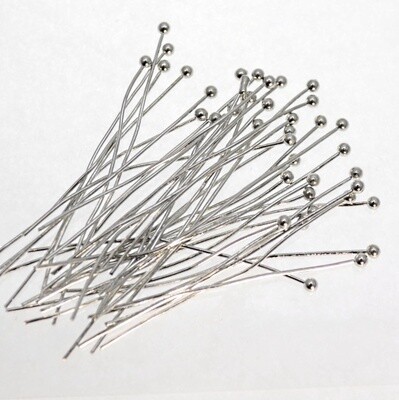 Silberne Kettelstifte mit Kugelkopf – 30 mm, 50 Stück für DIY-Schmuck und Perlenverbindungen