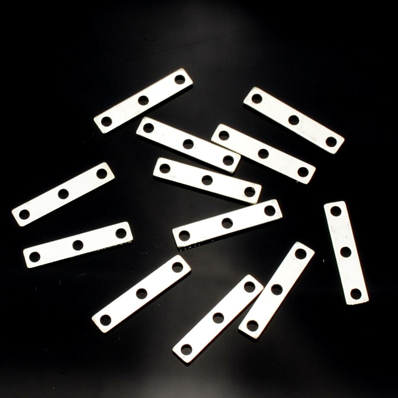 Abstandshalter silberfarben dünn 3X15MM Perlensteg / 12 Stück