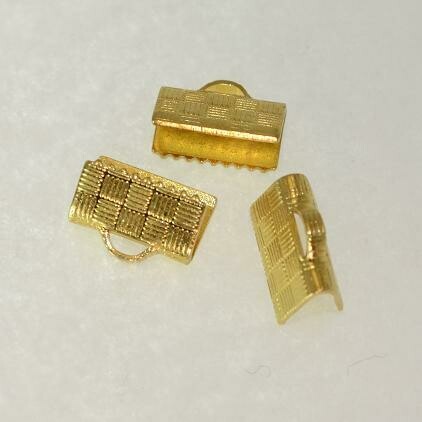 8x Endstück - vergoldet für flache Bänder 10mm