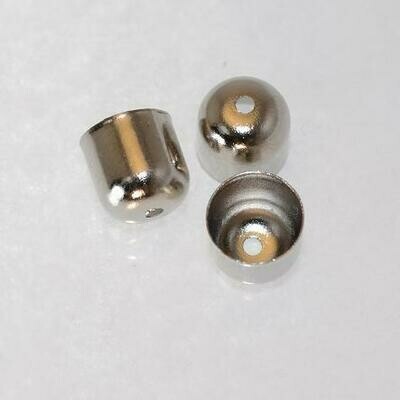 10 silberfarbene Endstücke in Halbkugel-Form, 8 mm Durchmesser – ideal für runde Bänder & Schmuckabschlüsse