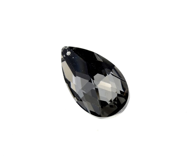 Crystalglas Anhänger Tropfen 38 x 21 mm schwarz / 2 Stück