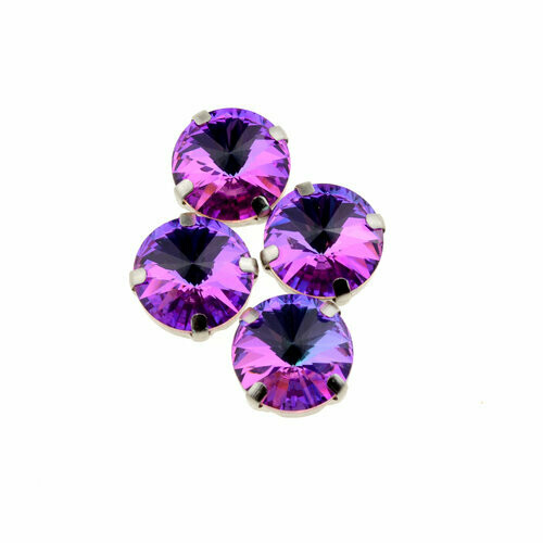 Hochwertige Crystalrivoli Heliotrope in Fassung 14mm zum Aufnähen