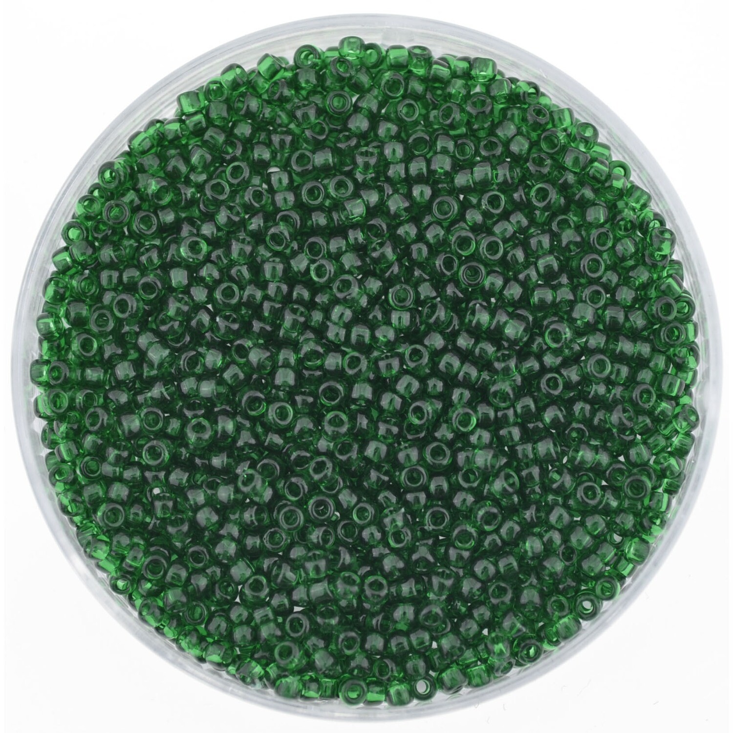 Hochwertige japanische Rocailles Toho 15/0 transparent Green Emerald/10g