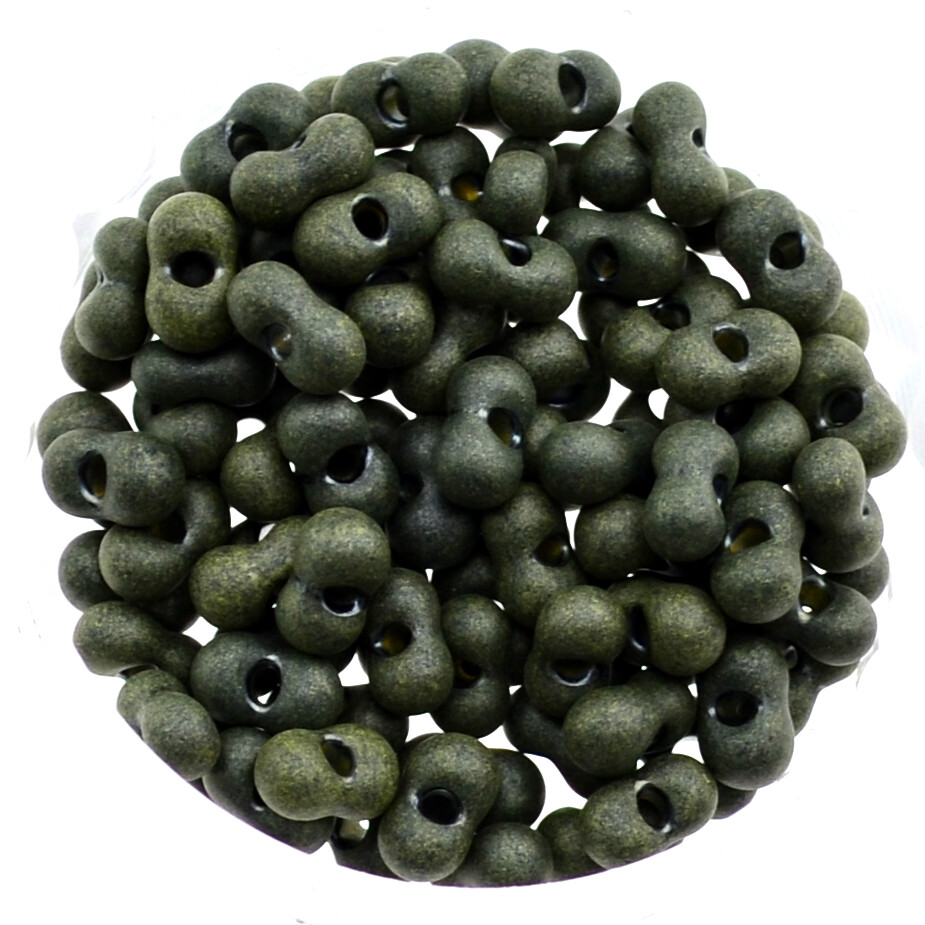 Farfalle Rocailles Glasperlen 6,5mm grün - olive matt  / 16g