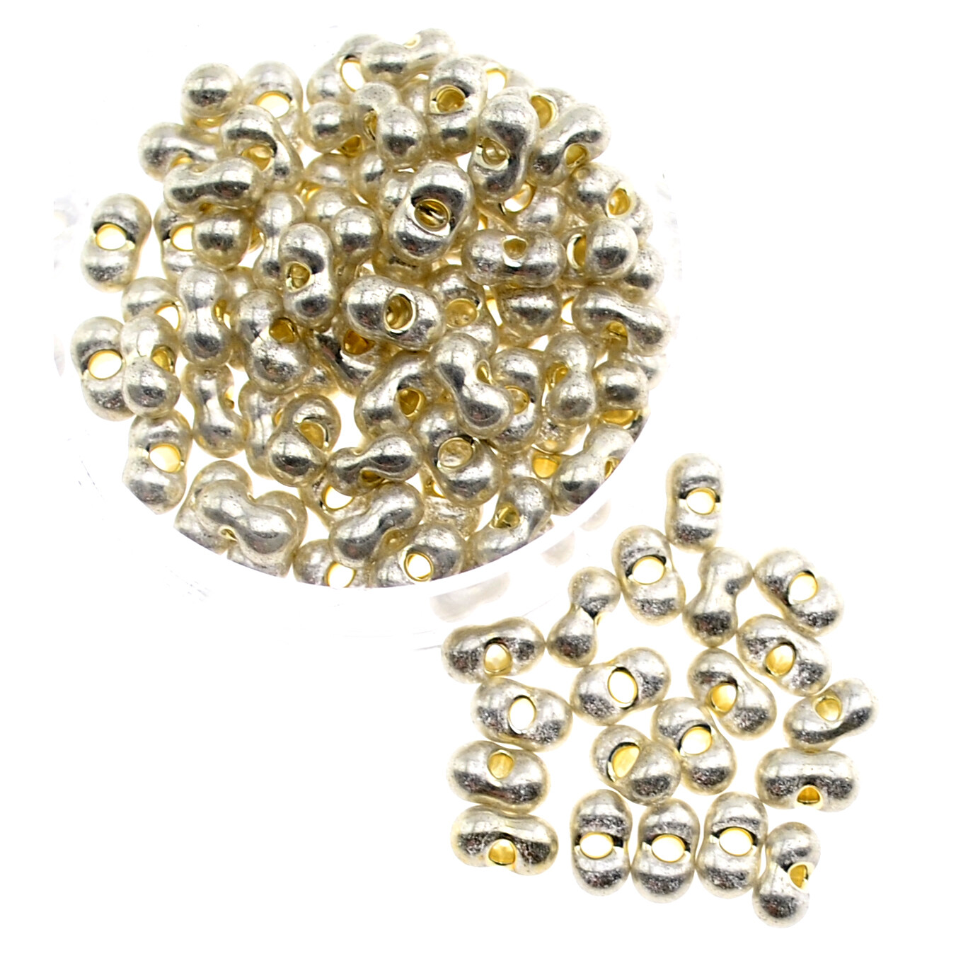 Farfalle Rocailles Glasperlen 6,5mm silber metallic  / 16g