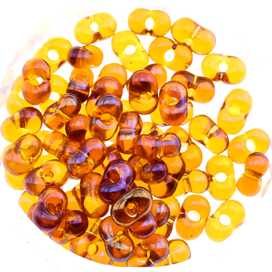 Farfalle Rocailles Glasperlen 6,5mm braun - hell topaz iris  / 16g
