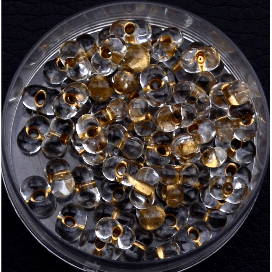 Farfalle Rocailles Glasperlen 6,5mm weiß - goldeinzug  / 8g