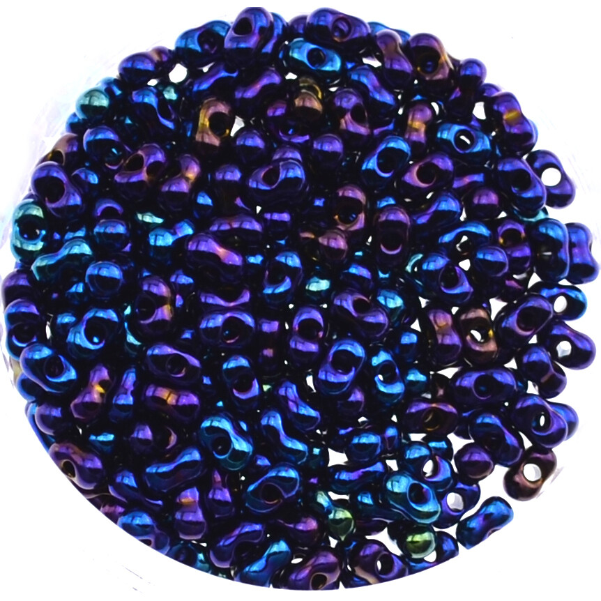 Farfalle Rocailles Glasperlen 4mm metallic blau / 8g