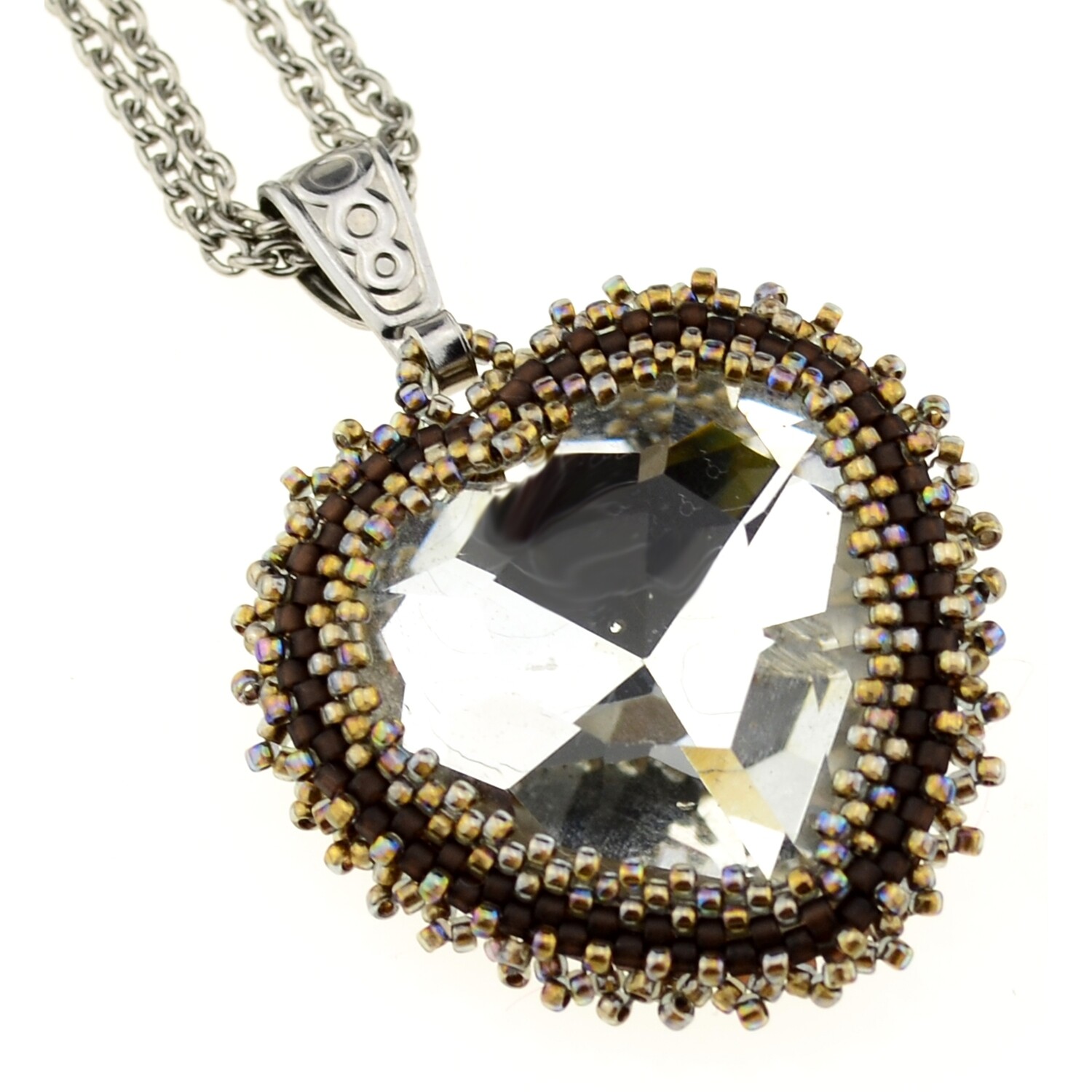 Kette mit Crystalglas - Anhänger  -  Herz