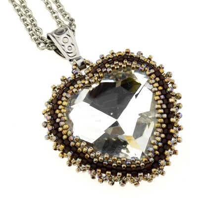 Kette mit Crystalglas - Anhänger  -  Herz