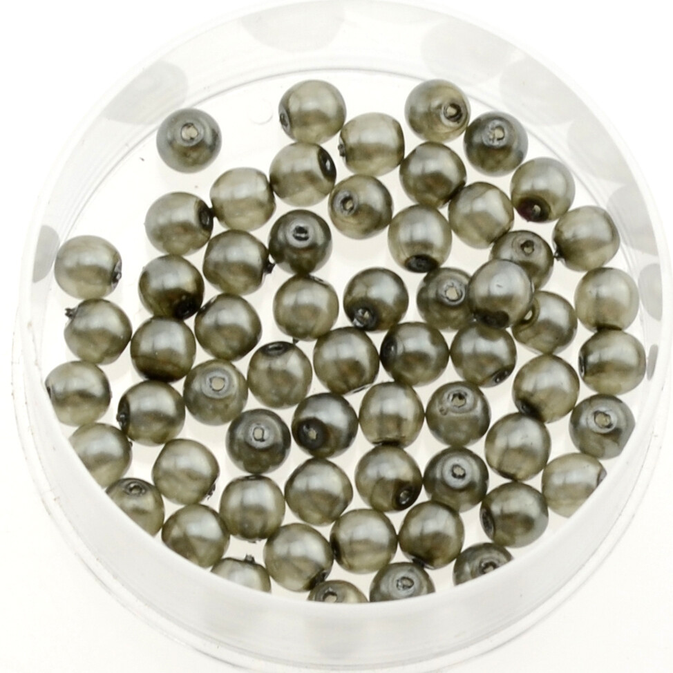 30x Renaissance Glaswachsperlen, 4mm Ø grau