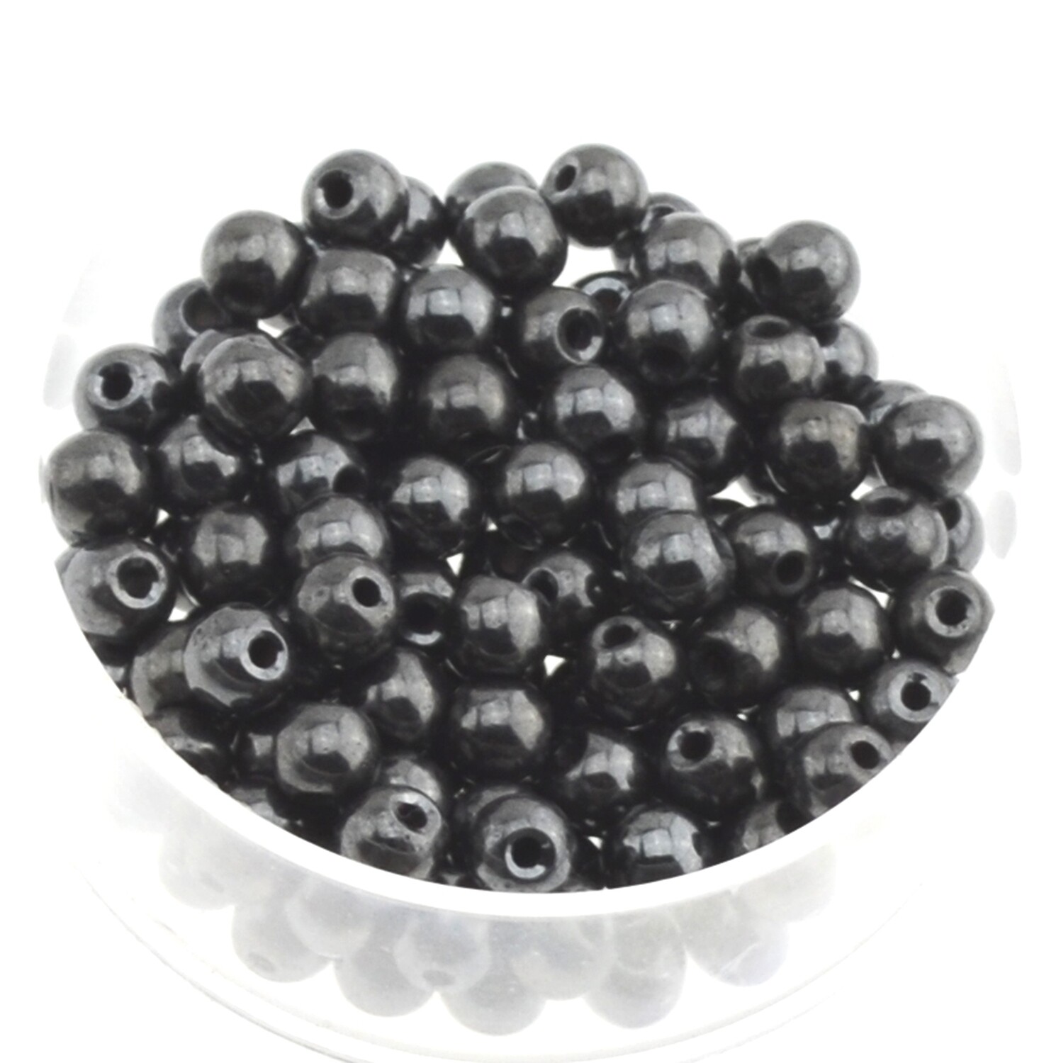 30x Renaissance Glaswachsperlen, 4mm Ø schwarz