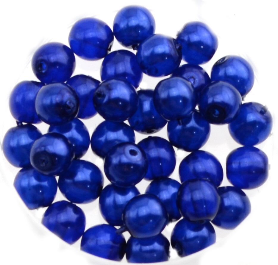 18x Renaissance Glaswachsperlen, 6mm Ø dunkel blau