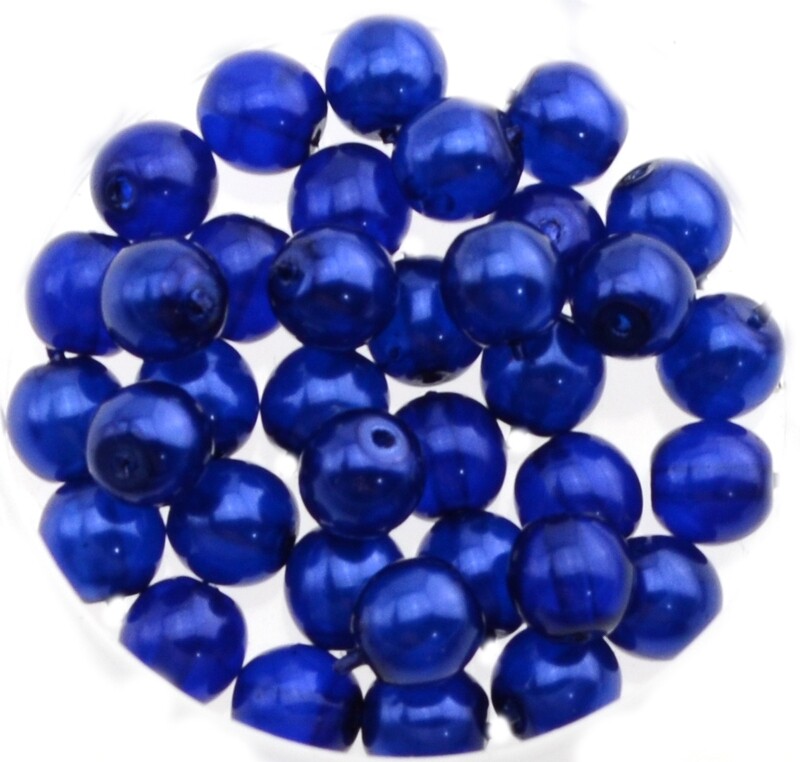 18x Renaissance Glaswachsperlen, 6mm Ø dunkel blau