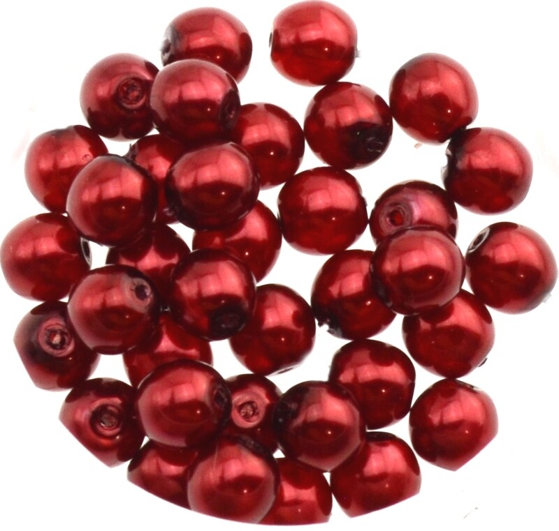 18x Renaissance Glaswachsperlen, 6mm Ø rot 18x Renaissance Glaswachsperlen, 6mm Ø rot