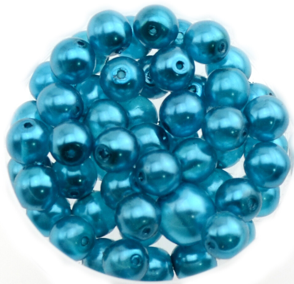 18x Renaissance Glaswachsperlen, 6mm Ø dunkel türkis