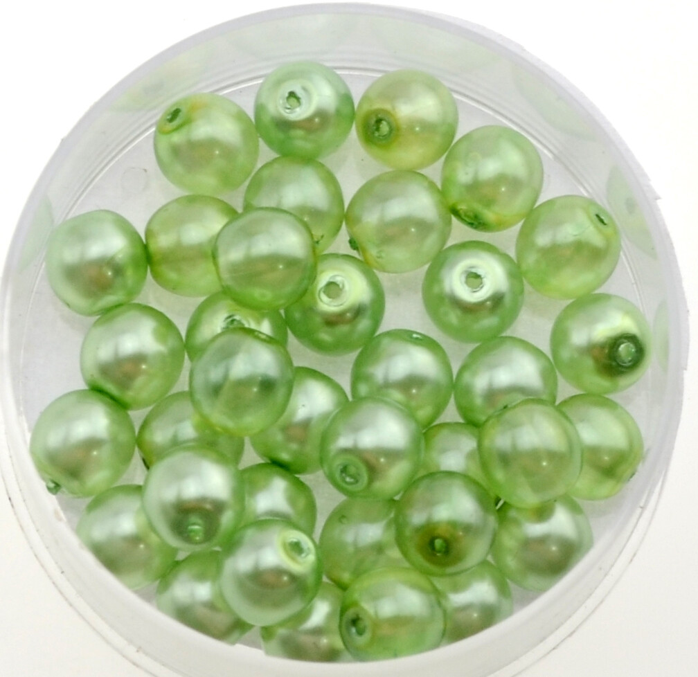 18x Renaissance Glaswachsperlen, 6mm Ø hell grün