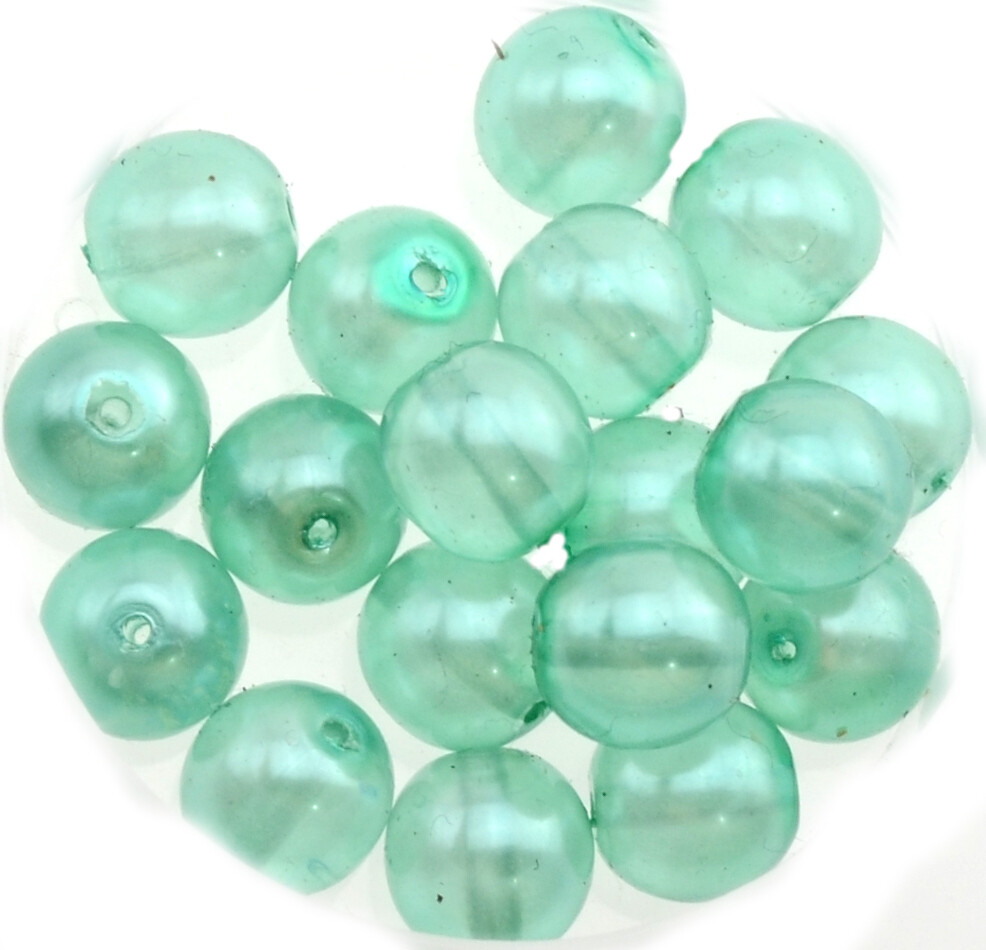 9x Renaissance Glaswachsperlen, 8mm Ø hell türkis