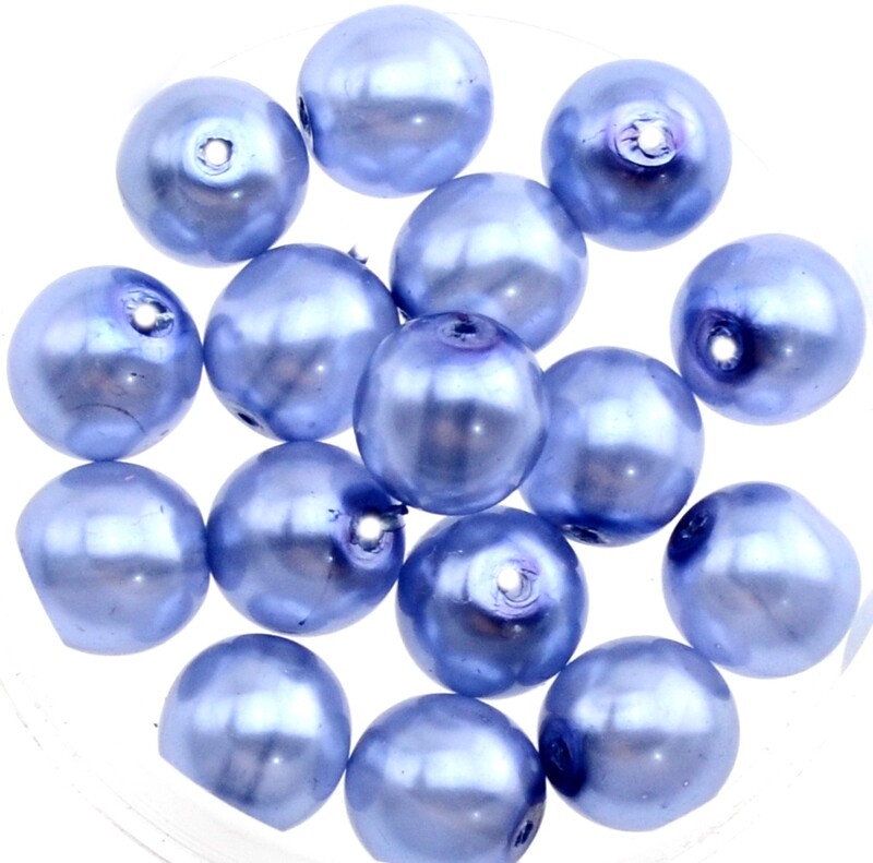 9x Renaissance Glaswachsperlen, 8mm Ø hell blau