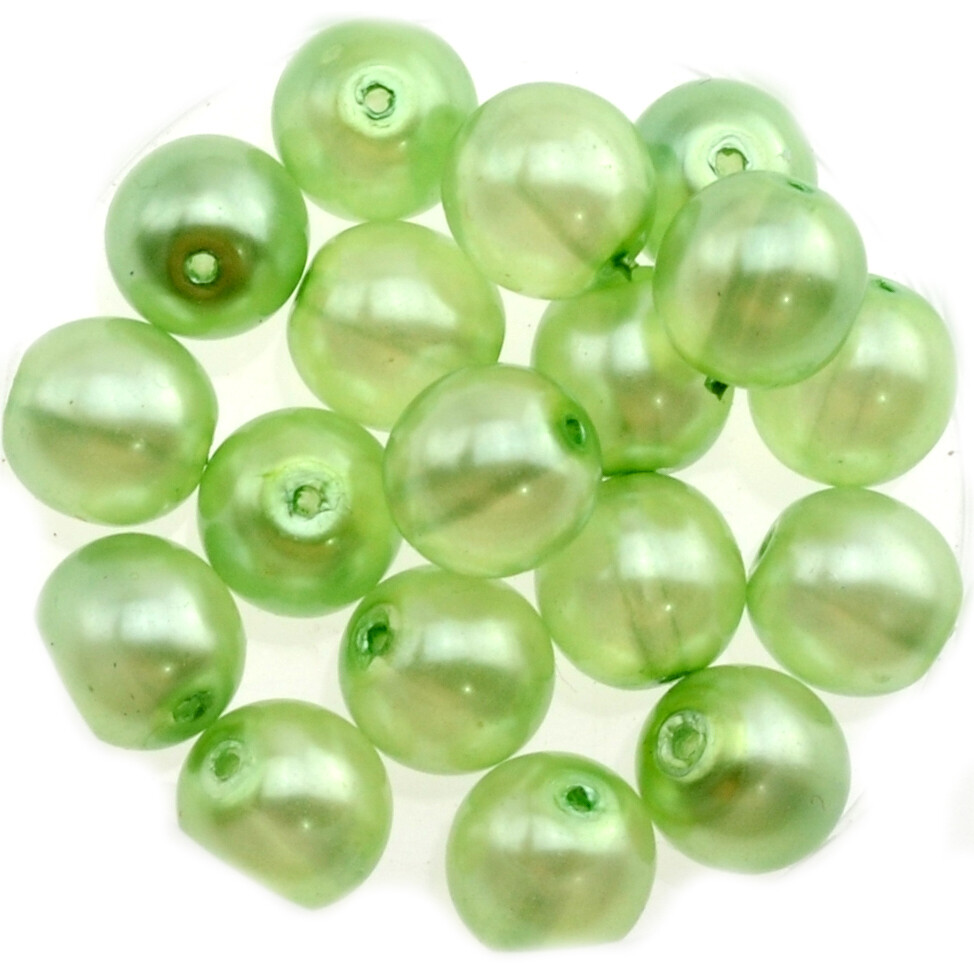 9x Renaissance Glaswachsperlen, 8mm Ø hell grün
