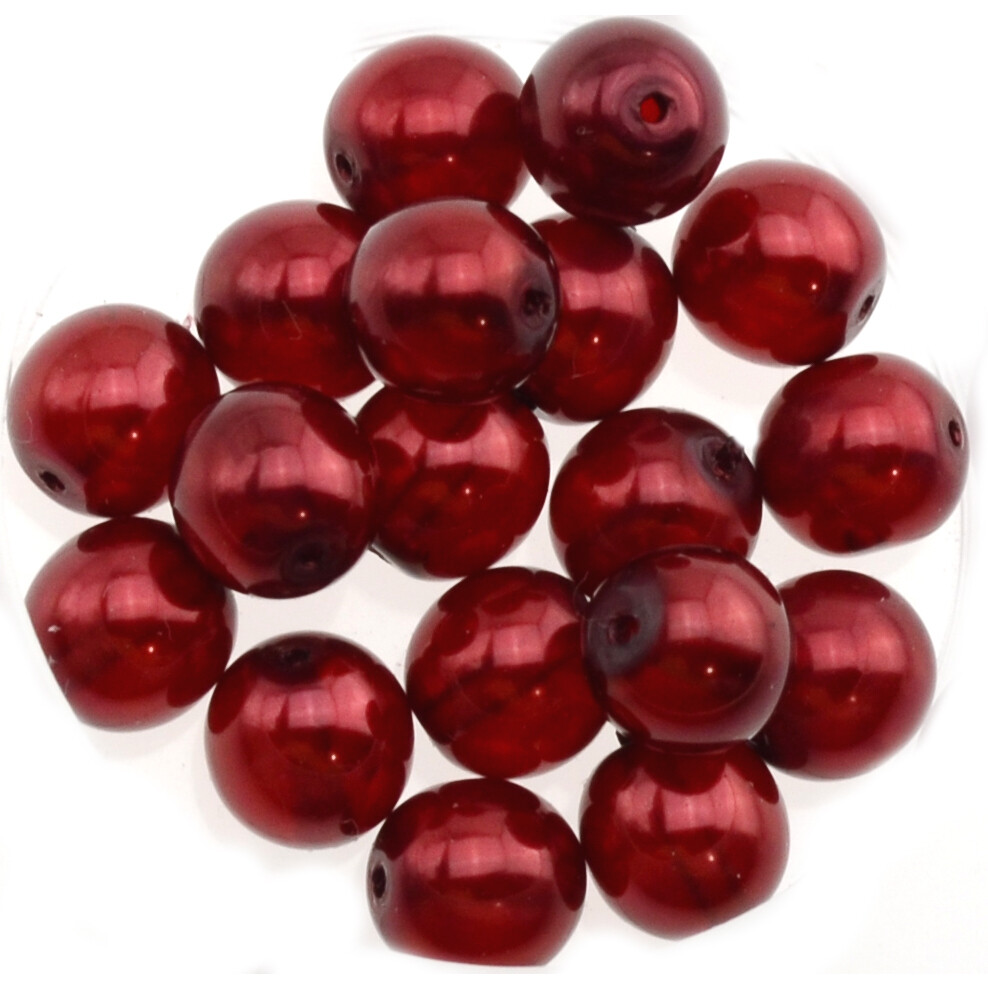 9x Renaissance Glaswachsperlen, 8mm Ø rot