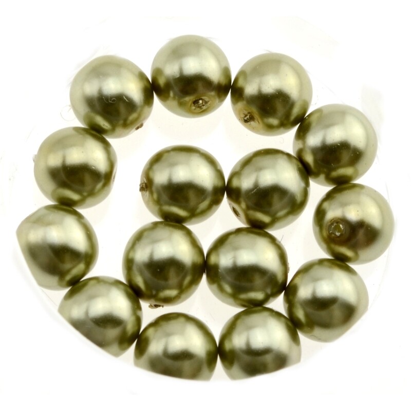 14x Wachsperlen aus Glas oliv 8mm 14x Wachsperlen aus Glas oliv 8mm