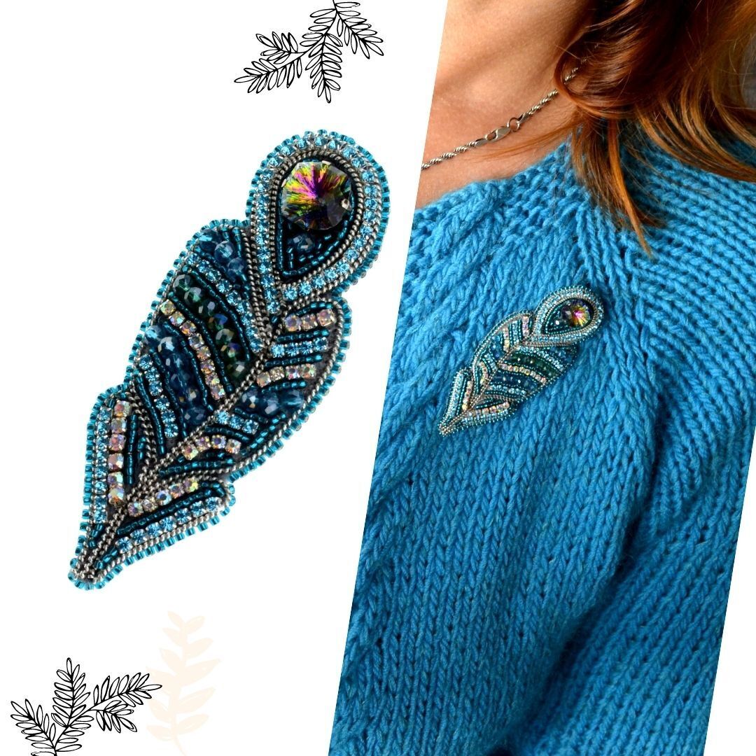 Schmuckherstellungs Set 908 / Brosche selber sticken DIY Kit mit Perlen + Anleitung + Zubehör