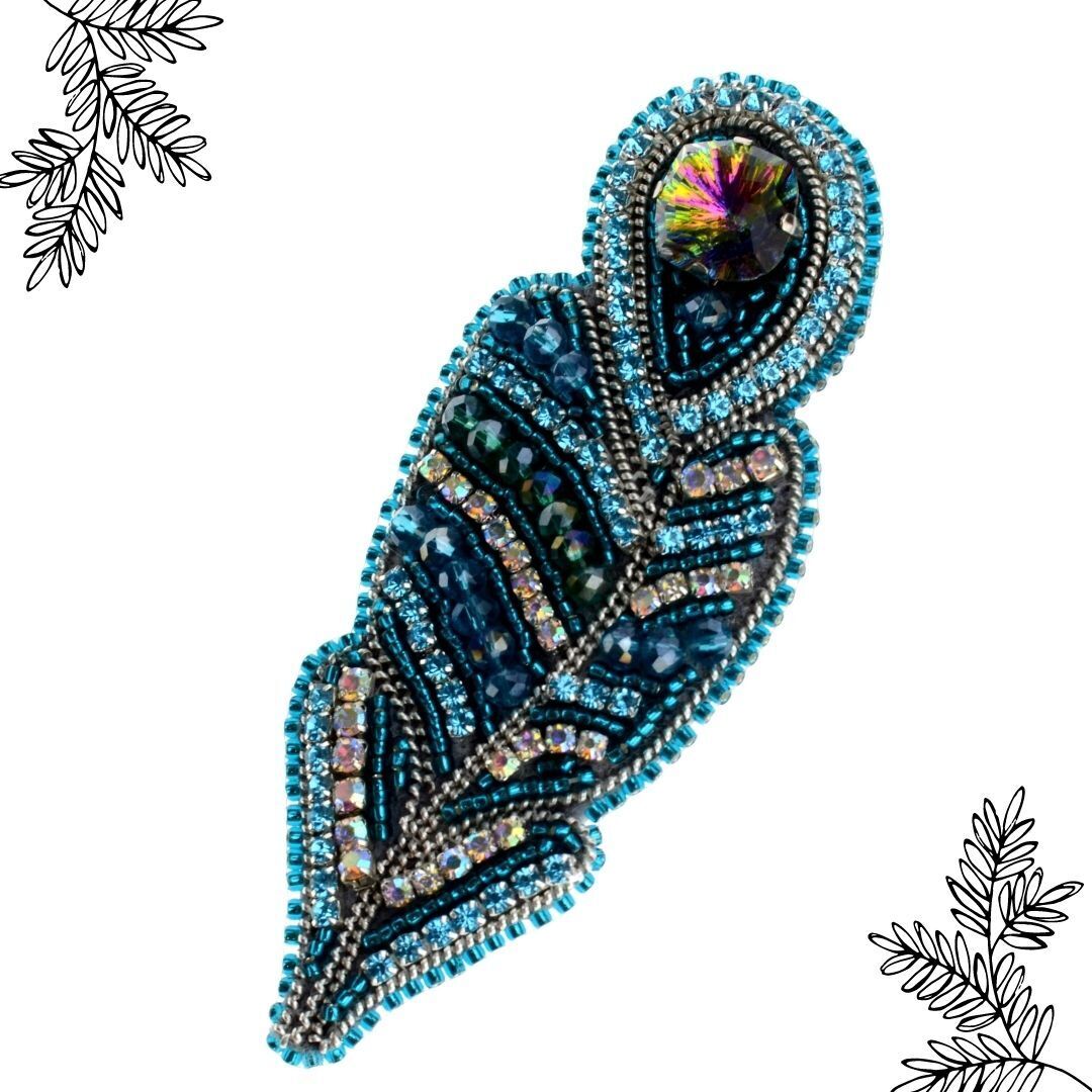 Schmuckherstellungs Set 908 / Brosche selber sticken DIY Kit mit Perlen + Anleitung + Zubehör