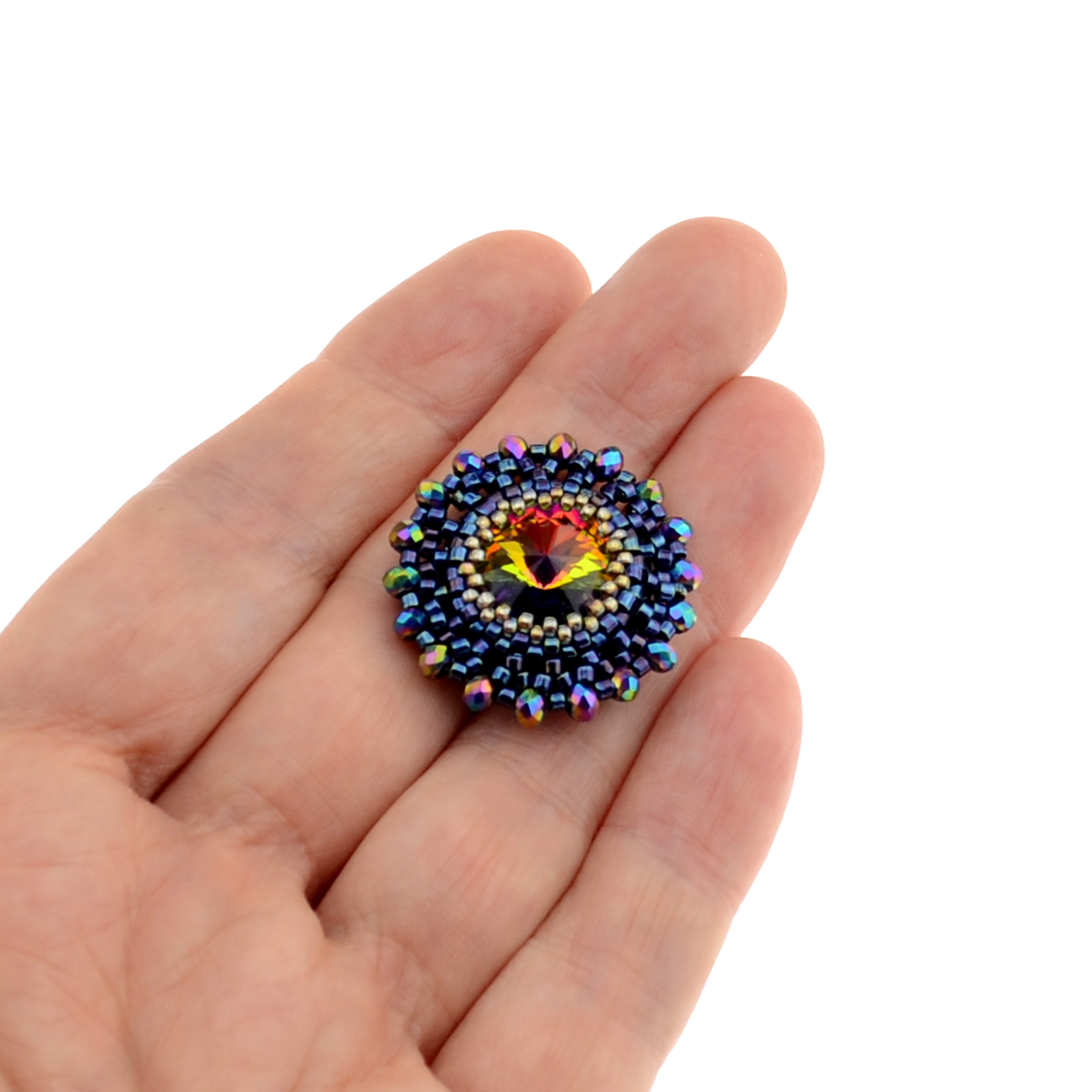 Schmuckherstellungs Set 910 / Brosche selber sticken DIY Kit mit Perlen + Anleitung + Zubehör