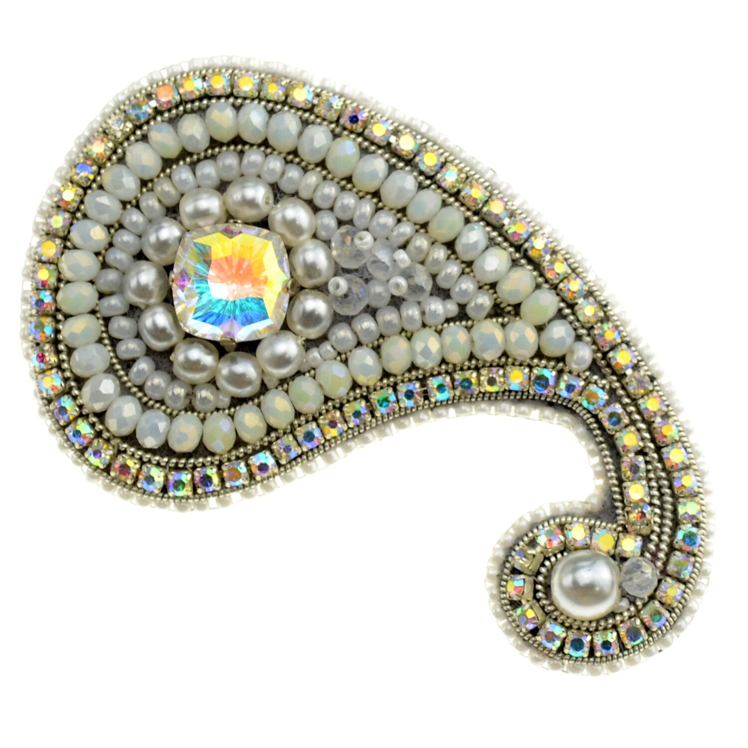 Handgemachte Damen Brosche mit einem schönen Kristallstein stilvoll und klassisch