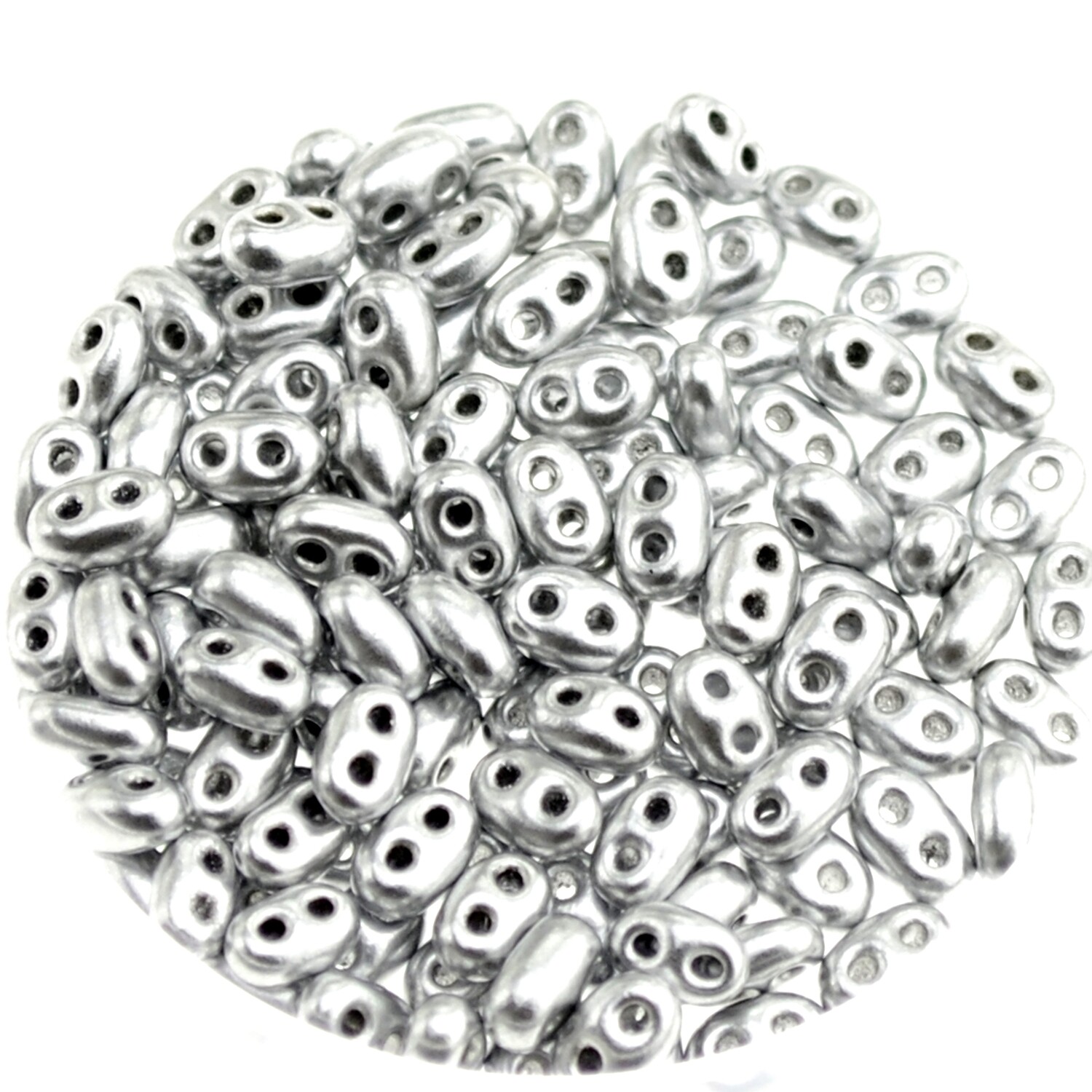 Twin Beads - Zweilochperlen  2,5x5mm silberfarben / 7g
