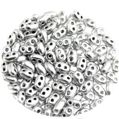 Twin Beads - Zweilochperlen 2,5x5mm silberfarben / 7g Twin Beads - Zweilochperlen 2,5x5mm silberfarben / 7g