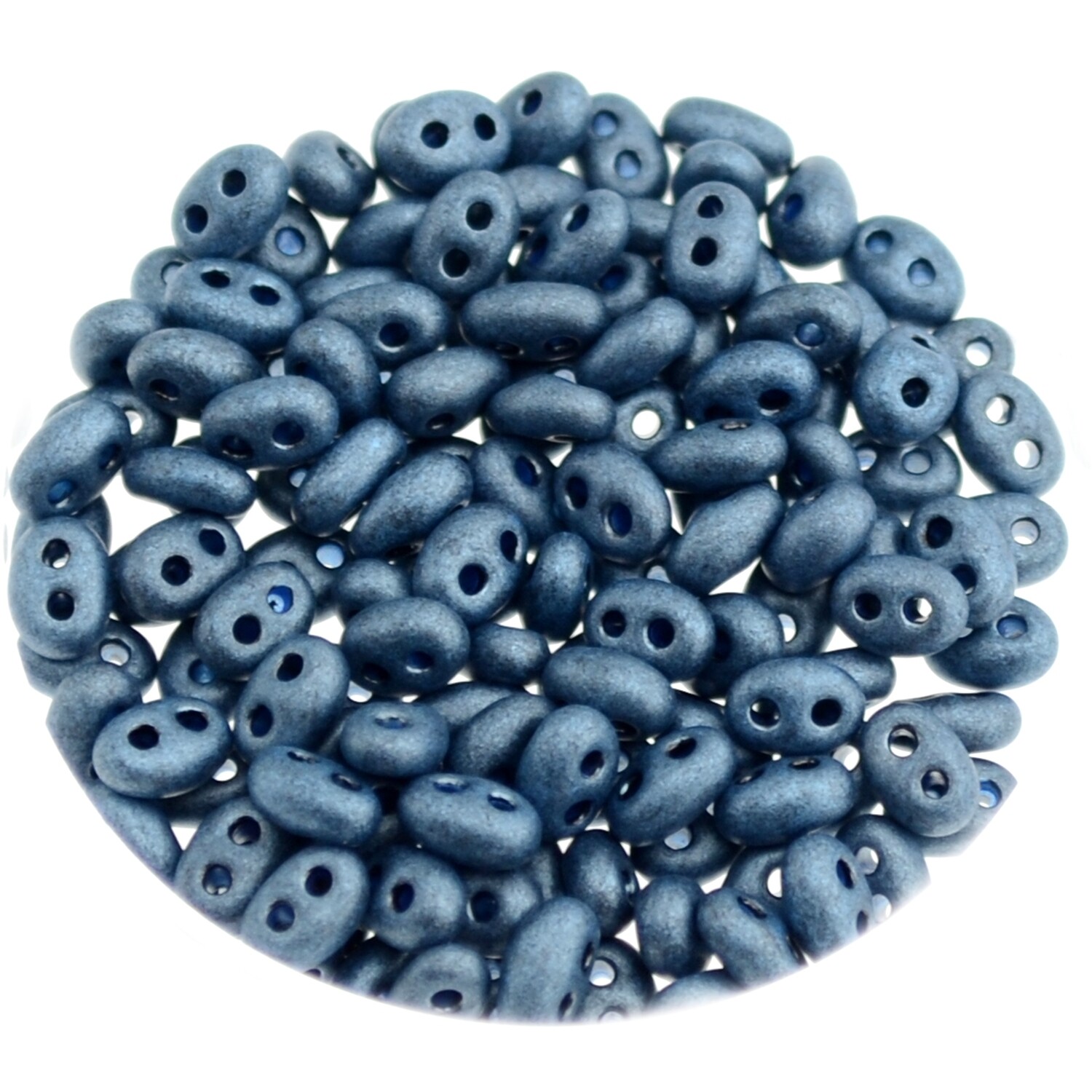 Twin Beads - Zweilochperlen  2,5x5mm blau matt / 8g