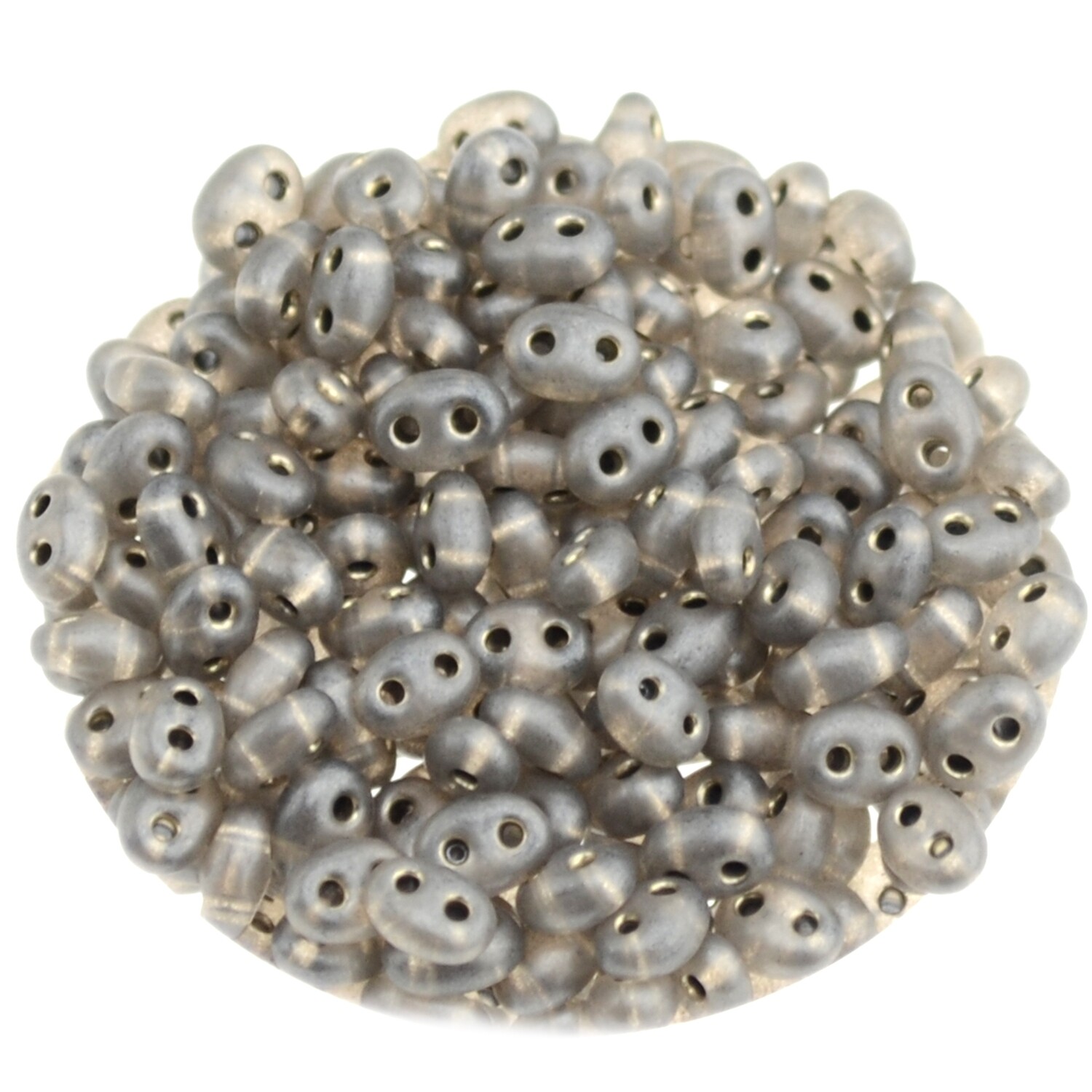 Twin Beads - Zweilochperlen  2,5x5mm grau silbereinzug / 7g
