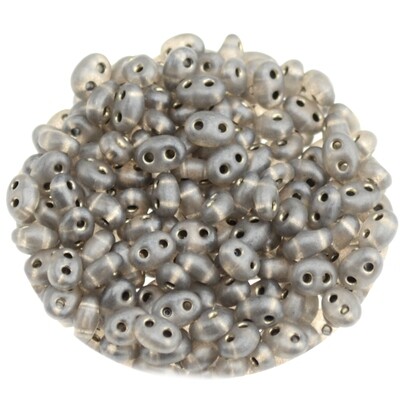 Twin Beads - Zweilochperlen 2,5x5mm grau silbereinzug / 7g Twin Beads - Zweilochperlen 2,5x5mm grau silbereinzug / 7g