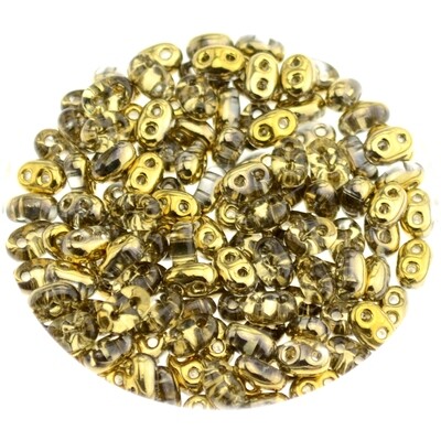 Twin Beads - Zweilochperlen 2,5x5mm kristall goldfarben / 5g Twin Beads - Zweilochperlen 2,5x5mm kristall goldfarben / 5g