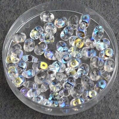 Super Duo Perlen 2,5x5mm kristall AB /5g Super Duo Perlen 2,5x5mm kristall AB /5g
