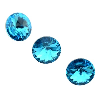 Rivoli Crystal Glas Cabohon 14mm / aquamarine/ 2 Stück