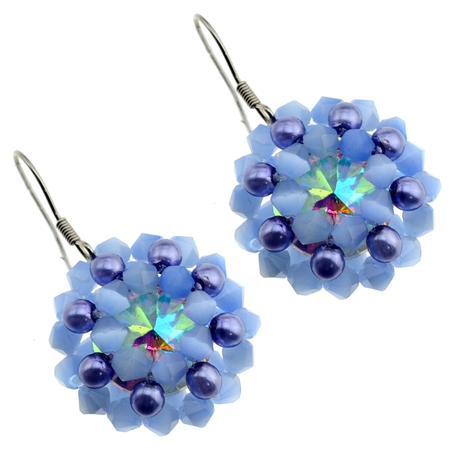 38. DIY Kit mit Perlen, Anleitung und Zubehör /Schmuck selber machten / Ohrringe hell-blau