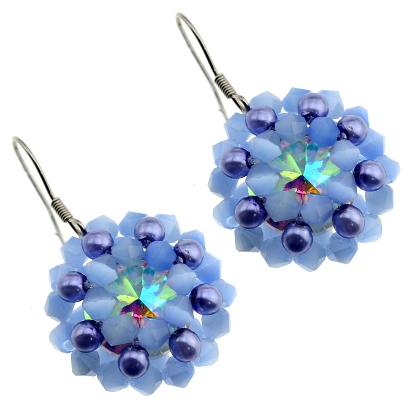 38. DIY Kit mit Perlen, Anleitung und Zubehör /Schmuck selber machten / Ohrringe hell-blau