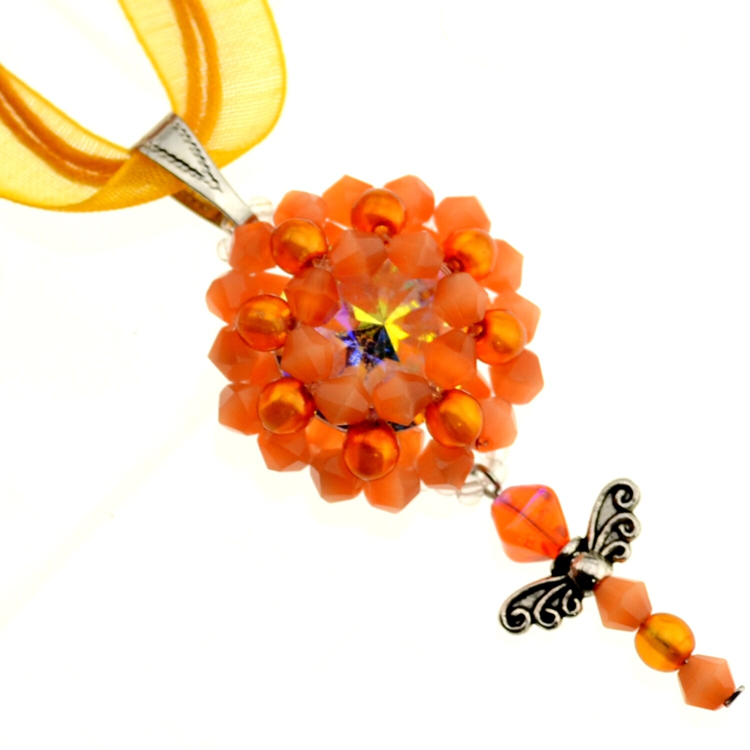 38. DIY Kit mit Perlen, Anleitung und Zubehör /Schmuck selber machten / Anhänger orange