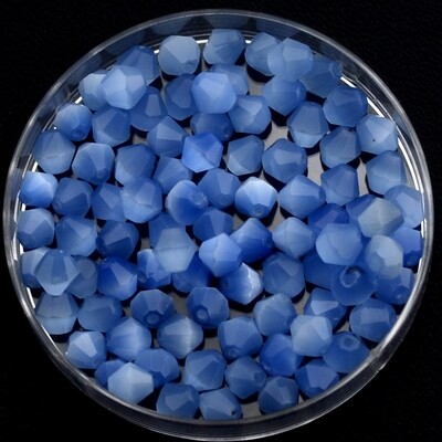 Katzenaugenperlen mit 16 Facetten – Himmelblau, 4 mm (30 Stück) Himmelblaue Katzenaugenperlen mit 16 Facetten – 4 mm, 30 Stück