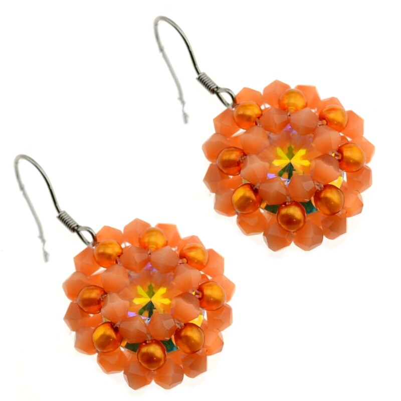 38. DIY Kit mit Perlen, Anleitung und Zubehör /Schmuck selber machten / Ohrringe orange