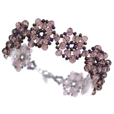 Armband mit Crystalglas Perlen in lila